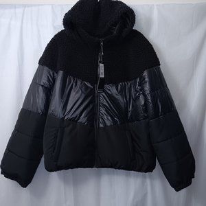 THERAPY WINTER TONAL MIX MEDIA PUFFER BOMBER JACKET
